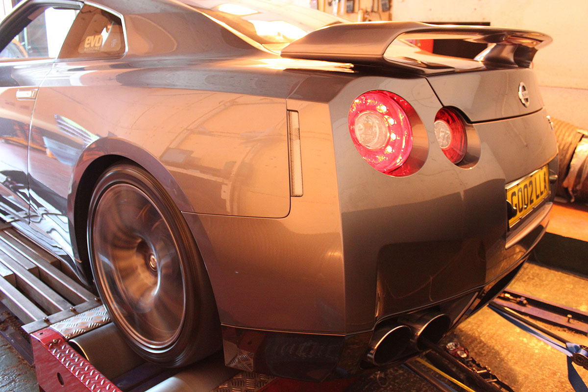 Nissan GT-R on rolling road