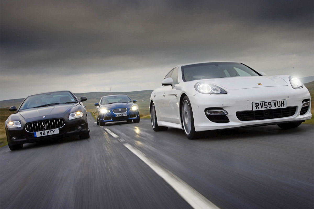 Porsche Panamera v Maserati Quattroporte S v Jaguar XFR