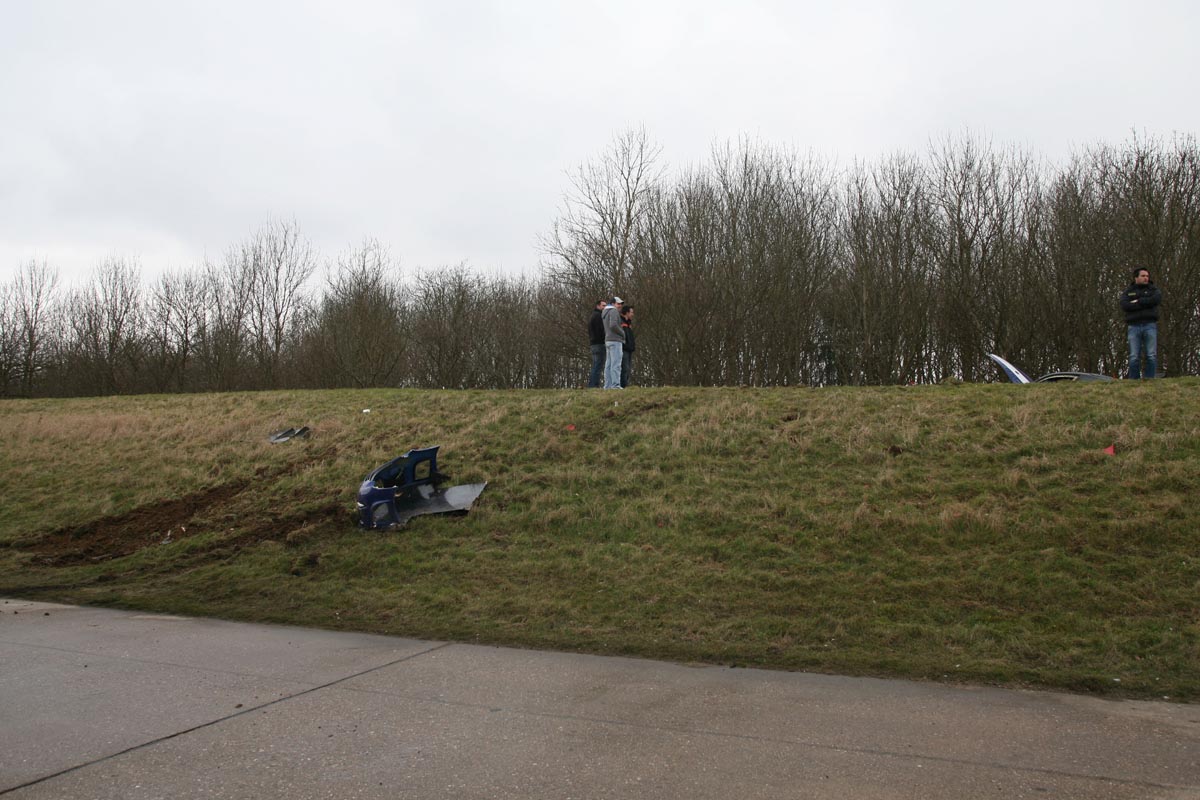 crashed 9ff GT9R skid marks