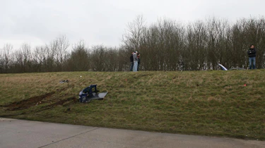 crashed 9ff GT9R skid marks