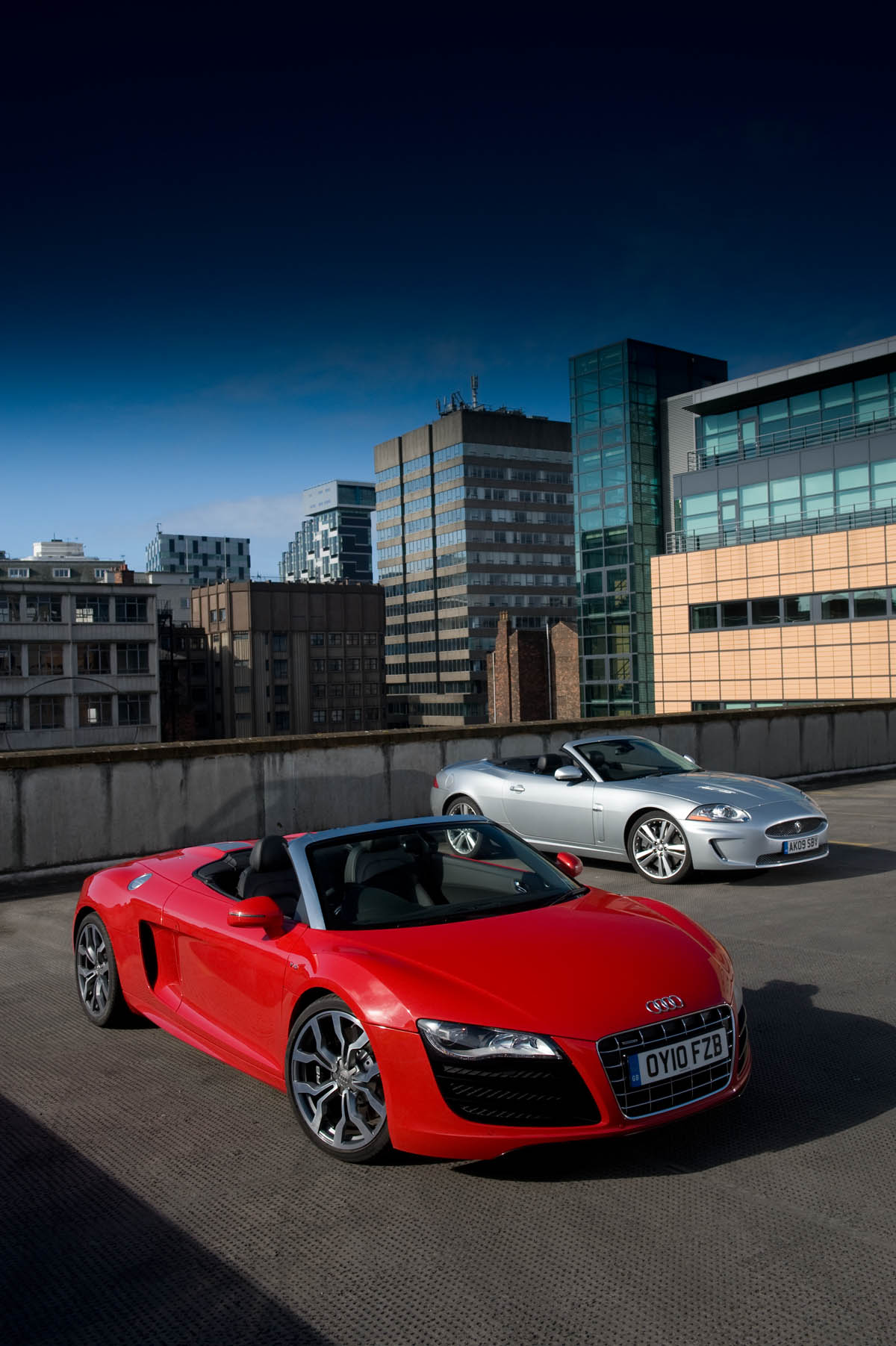 Audi R8 Spyder and Jaguar XKR
