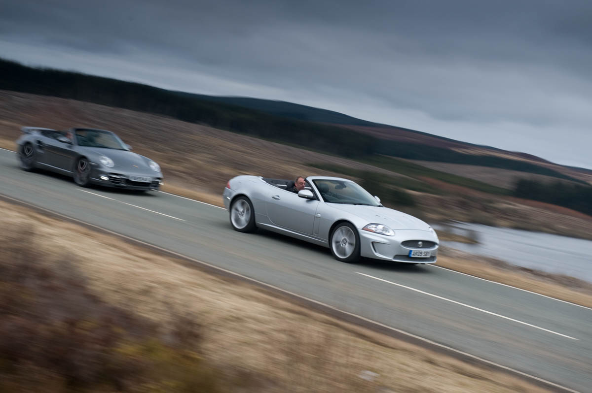 Porsche 911 Turbo and Jaguar XKR