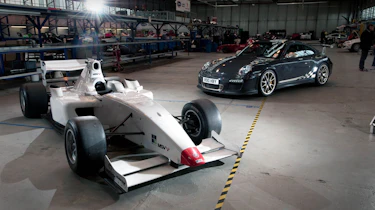 Formula 2 car v Porsche 911 GT3 RS