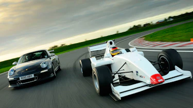 Formula 2 car v Porsche 911 GT3 RS