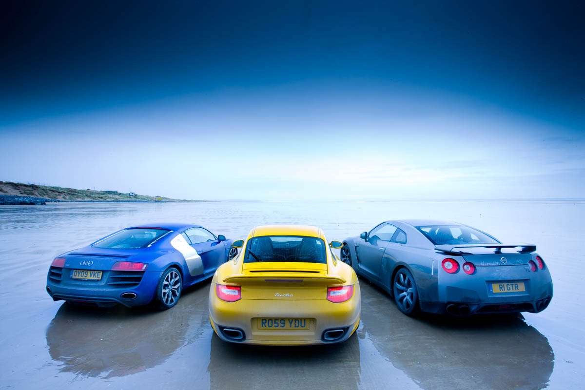 Porsche 911 Turbo v Nissan GT-R v Audi R8 V10