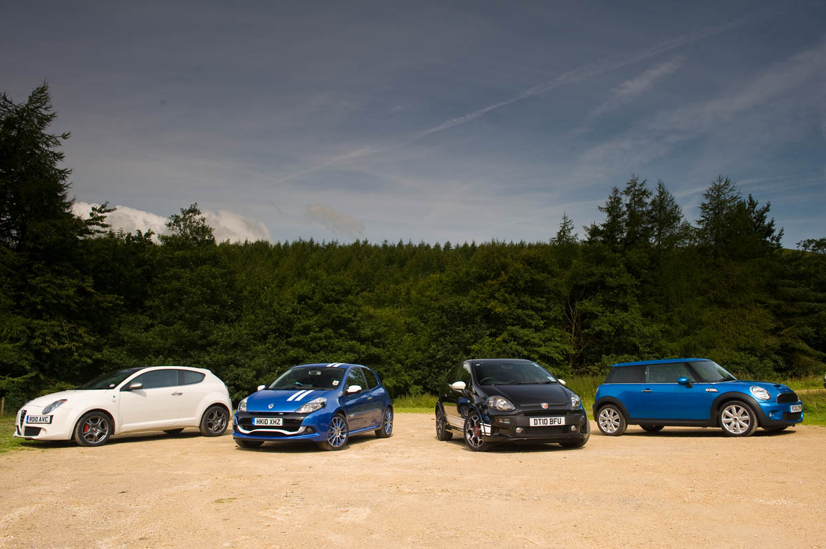 Alfa Romeo Mito Cloverleaf v Renault Clio Gordini 200 v Fiat Punto Abarth v Mini Cooper S