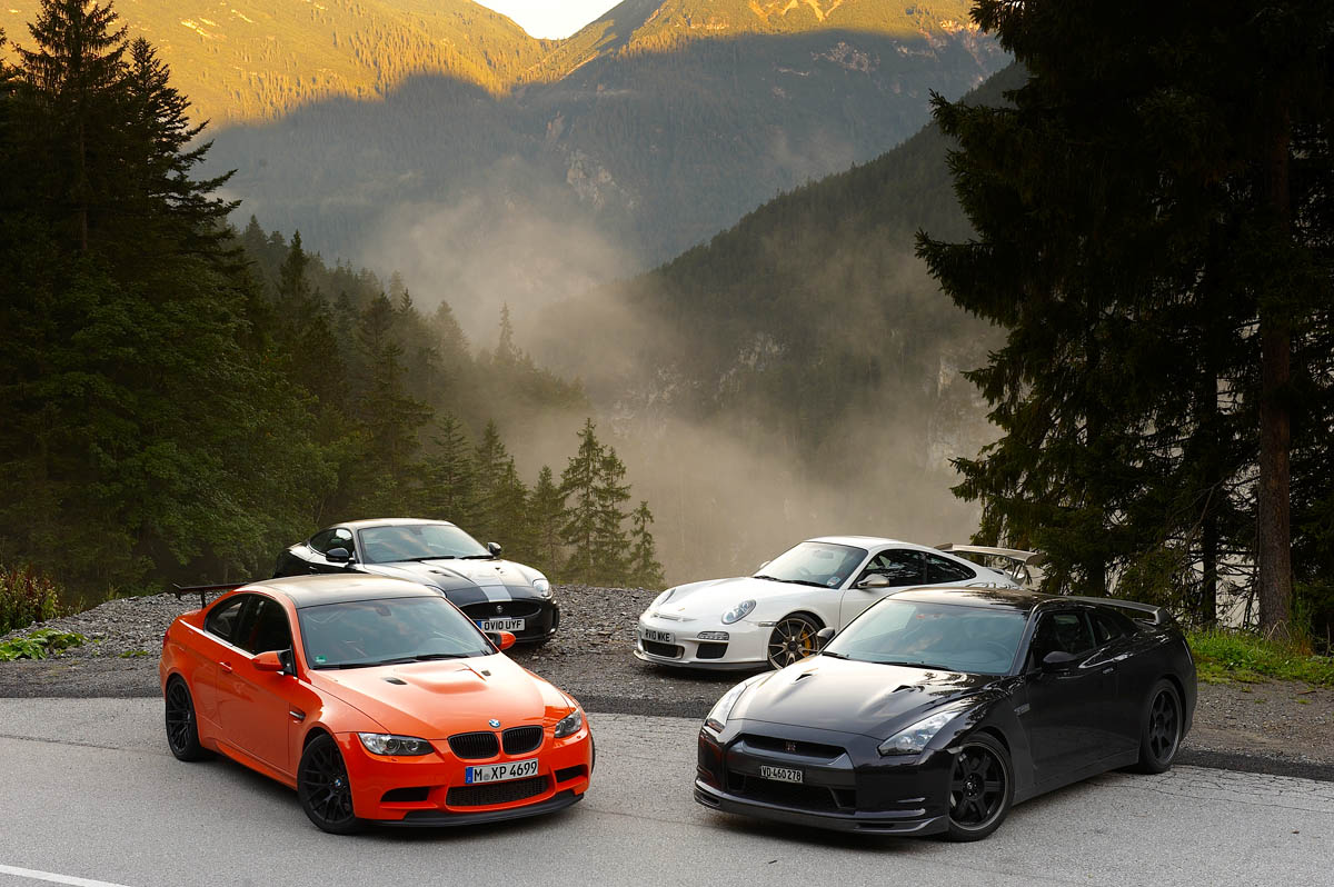 BMW M3 GTS v Porsche 911 GT3 RS v Nissan GT-R Spec V v Jaguar XKR 75
