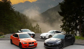 BMW M3 GTS v Porsche 911 GT3 RS v Nissan GT-R Spec V v Jaguar XKR 75