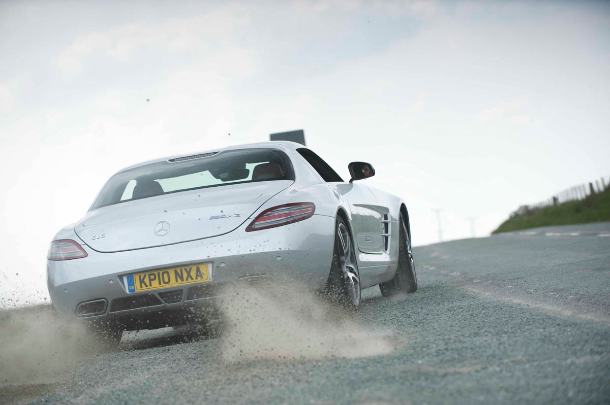 Mercedes SLS AMG v Ferrari 599, Porsche 911, Aston Martin, Audi R8 and Bristol Fighter