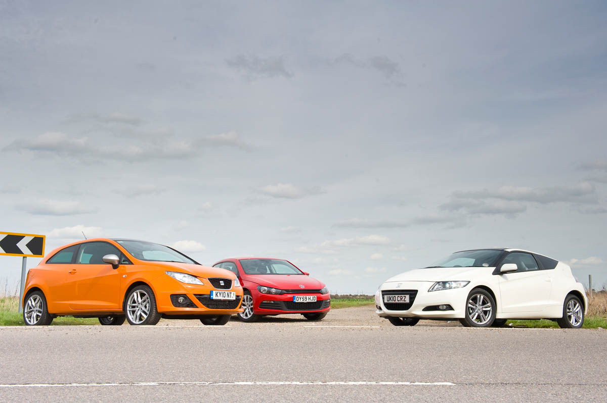 Honda CR-Z v Seat Ibiza FR TDI v Volkswagen Scirocco 1.4 TSI 160