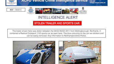 evo's Radical Clubsport and Brian James RS2 trailer stolen