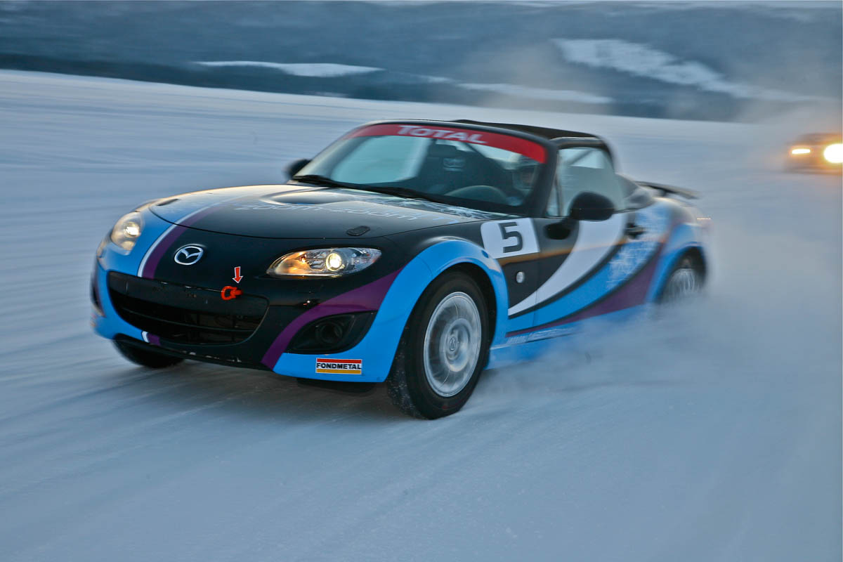 evo goes Mazda MX-5 ice racing