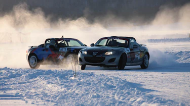 evo goes Mazda MX-5 ice racing