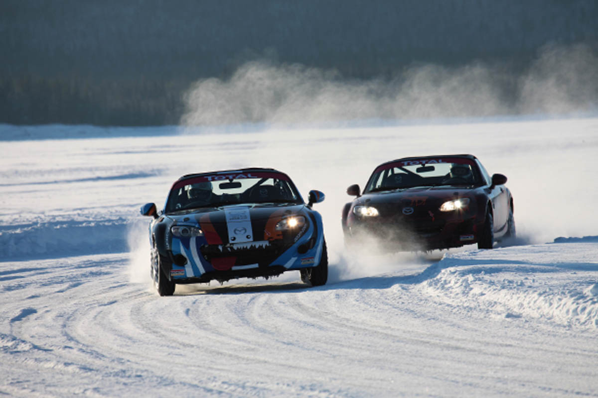 evo goes Mazda MX-5 ice racing