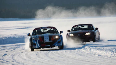 evo goes Mazda MX-5 ice racing