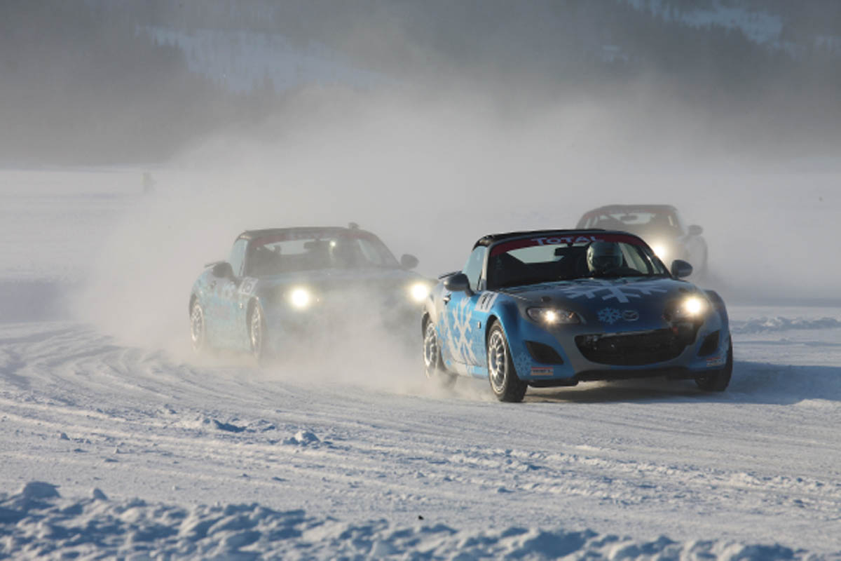 evo goes Mazda MX-5 ice racing