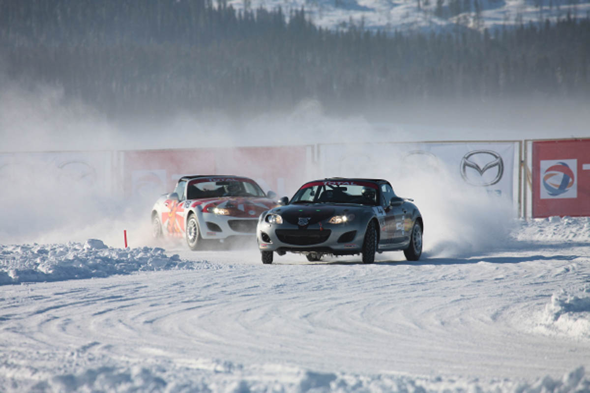evo goes Mazda MX-5 ice racing