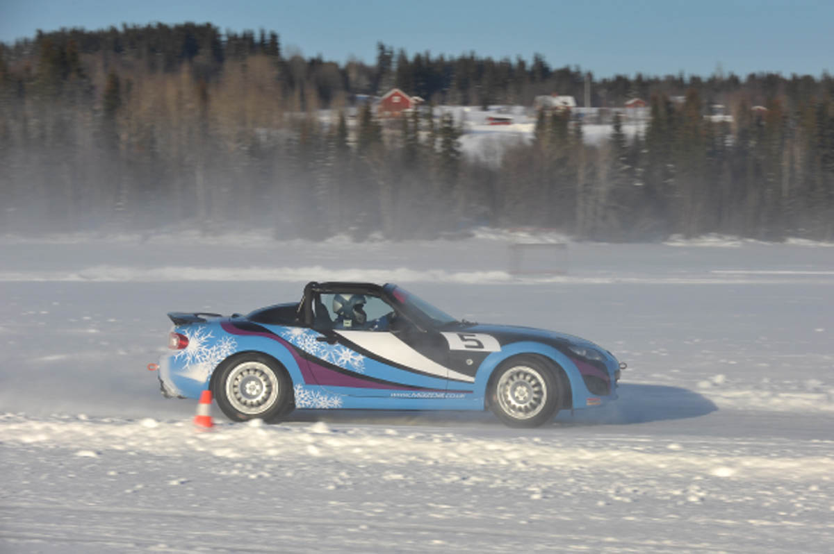 evo goes Mazda MX-5 ice racing