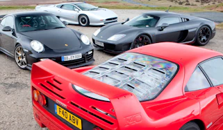 Ferrari F40 v Porsche GT2 RS v Noble M600 v Jaguar XJ220 video