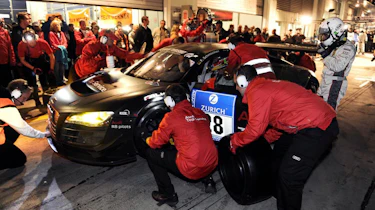 evo races Audi R8 LMS at the Nurburgring