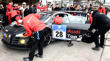 evo races Audi R8 LMS at the Nurburgring