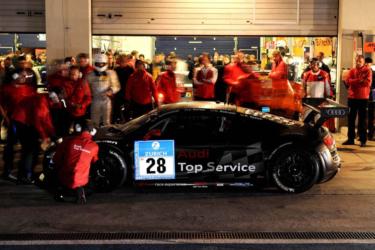evo races Audi R8 LMS at the Nurburgring