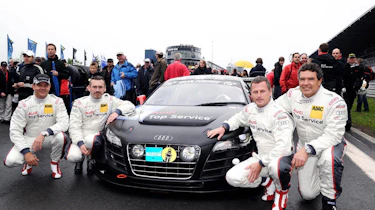 evo races Audi R8 LMS at the Nurburgring