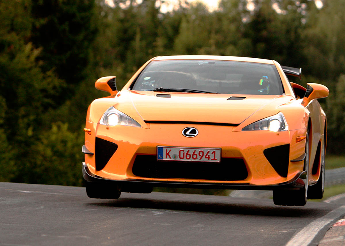 Lexus LFA Nurburgring Edition jumping at the Nurburgring