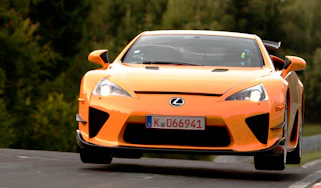 Lexus LFA Nurburgring Edition jumping at the Nurburgring
