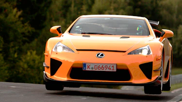Lexus LFA Nurburgring Edition jumping at the Nurburgring