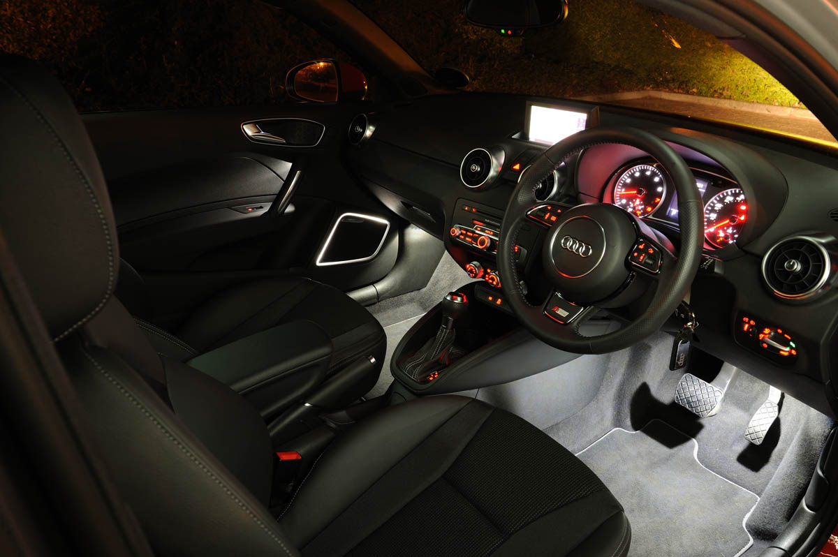 Audi A1 1.4 TSI 185 S Line interior at night