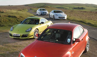 BMW 1-series M Coupe v Porsche Cayman R, Audi TT RS, Nissan 370Z