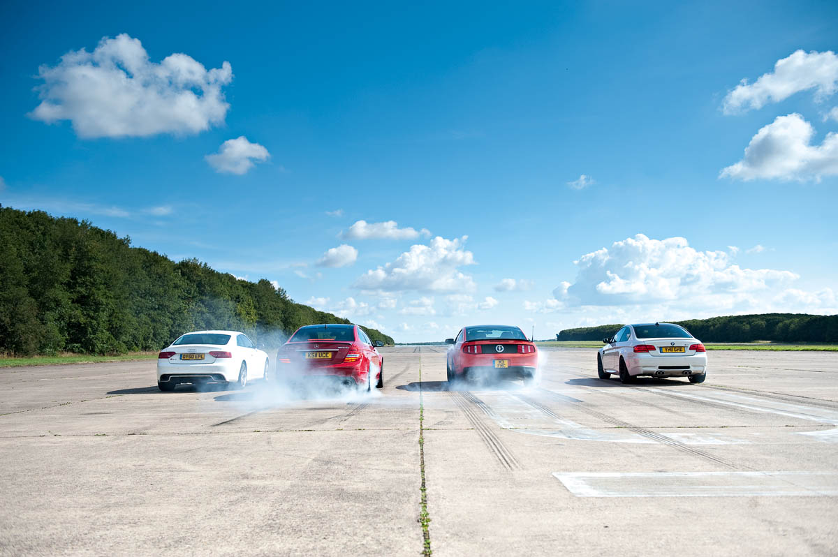 Ford Mustang Boss 302 v BMW M3 v Audi RS5 v Mercedes C63 AMG Coupe