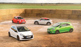 Mini Coupe JCW v Renault Clio 200 v Corsa VXR Nurburgring v Abarth 695 Tributo