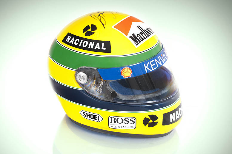 Ayrton Senna's signed crash helmet