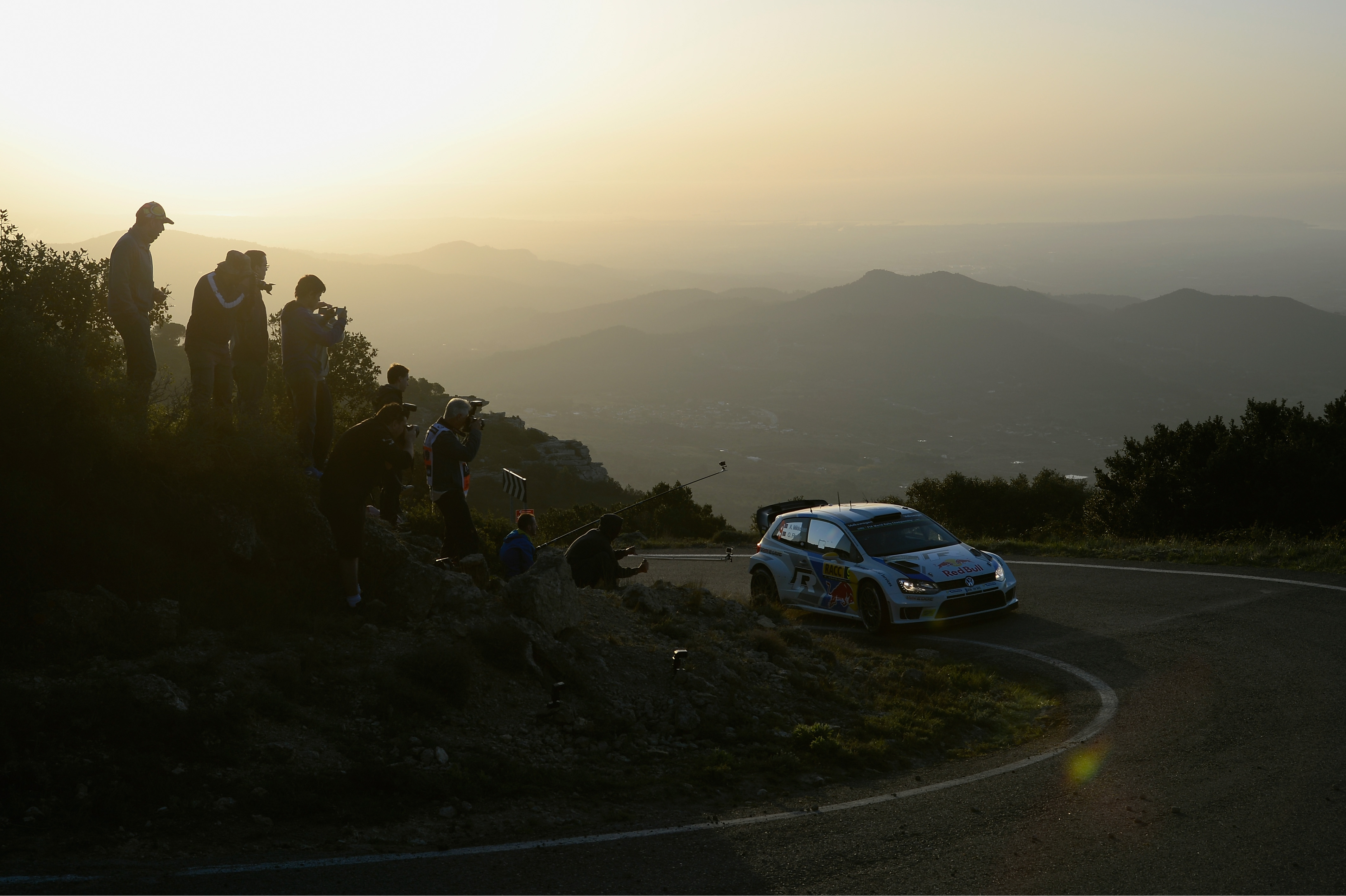WRC Spain VW sunset hairpin