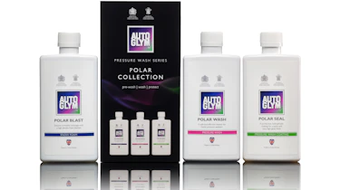 Autoglym Snow Foam, Pressure Wash and Pressure Wash Coating bottles and Polar Collection box